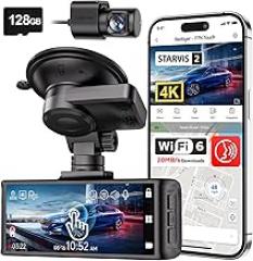 REDTIGER 4K STARVIS 2 Dash Cam Front and Rear, 5GHz WiFi 20MB/s Download, 128GB Card Included, Voice Control, Dash Camera for Cars with 3.18