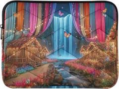Laptop Sleeve Slim Portable Electronic Device Cover Waterfalls Butterflies Portable Protective Case