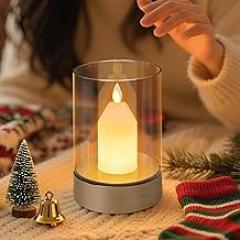 Flameless Candles for Home Decor, Gesture Control Dimmable LED Candles Light, Realistic Flame Flickering Tabletop Electronic Candle for Centerpiece, Home, Festival (Gold)