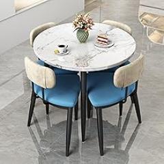 Office Reception Room Club Table and Chair Set, Coffee Table Conference Room Table, for Home, Living Room, Leisure Negotiation Table and Chair, 1 Table and 4 Chair(Blue)