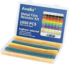 1050 Pcs 30 Values Resistor Kit 1/4 W +-1% Metal Film Fixed Resistors Assortment Kit, 10 ohm- 1M ohm, 35 Each, High Precision Electronic Component Set for Arduino