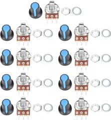 Potentiometer Set Metal Linear Rotary B1k 2k 5k 10k 20k 50k 100k 500k 1m WH148 9Pcs with Washer Nut Cap for Multimedia Power Amplifier Electronic Equipment