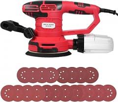 3.5A(450W) Orbital Sander 6 Variable Speeds Double Handle Random Orbit Sander 6-Inch 150MM Electric Sander with 20pcs Sandpapers Transparent Dust Collector Ideal Power Sander for
