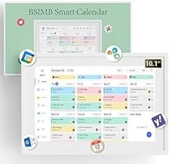 BSIMB 10.1 Inch Digital Calendar - Chore Chart, Meal Planner, Rewards System, Photo Display, Smart Electronic Calendar Touchscreen Interactive Display for Family Schedules Seamless Scheduling White