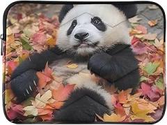Computer Case Bag Portable Electronic Device Cover Cute Panda Autumn Leaves Protective Case with Zipper