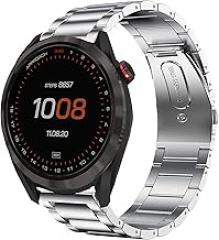 YOUkei Compatible with Garmin Approach S42 Band, Quick Release Stainless Steel Metal Replacement Straps Compatible with Garmin Approach S42 / Approach S12 / Garmin Forerunner 55 (Silver)