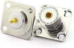DHT Electronics 2PCS UHF Female SO239 Jack 4 Holes Panel Chassis Mount Flange Solder Cup Connector