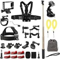 28-in-1 Basic Common Outdoor Sports Kit for GoPro Hero 5 / Session 5/4/3/2/1,HSU Accessories Kit with Selfies Stick/Chest/Head Belt Strap Mount for Gopro