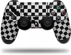 Vinyl Decal Skin Compatible with Sony PS4 Controller PlayStation 4 Original Slim and Pro Checkered Canvas Black and White (Controller NOT Included)