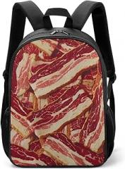 Sliced Meat Bacon Strips Unisex Backpack Daypacks Large Capacity with Side Pocket Laptop Bag for Travel