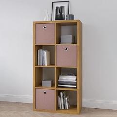 8 Cube Organizer Bookcase, 2x4 Storage Cubby Shelf with Open Back, Vertical or Horizontal Cube Storage for Home Office, Living Room & Bedroom, Walnut, 29.92