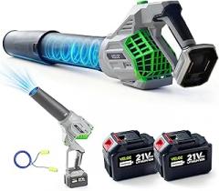 VELOZ 180° Transformable Electric Leaf Blower Cordless with 2 x 5.0Ah Batteries & Charger, Handheld Leaf Blowers for Lawn Care, 4 Speed Mode, Portable Lightweight Grass Blower for Yard, Patio & Outdoor Use