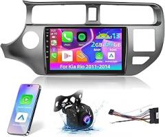 [2+64G] Car Stereo for Kia Rio 2011-2014 - 9 inch HD Touchscreen Android 13 Radio - Wireless Carplay and Android Auto, WiFi, GPS, Mirror Link, EQ Audio, FM/RDS Radio, SWC + AHD Backup Camera