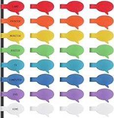 32 Pcs Cord Labels Cable Label, Multicolored Handwriting Cord Tags, Waterproof Wire Labels, Speech Bubbles Tags for Electronics Organization, Computer & Industrial Cable Management (8 Colors)