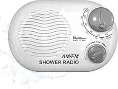 Shower Radio - Includes Carrying or Hanging Strap. Portable Design Perfect for Bathroom, Kitchen, and Outdoor. Built in Speaker, Battery Operated Radio