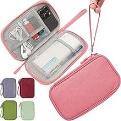 Electronic Organizer Travel Cable Accessories Bag, Electronic Organizer Case, Electronic Accessories Organizer Pouch Bag for Cable, Cord, Charger, Phone, Power Bank, Earphone (Pink)