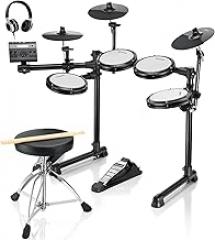 Electric Drums, Donner DED-200 LITE Electronic Drum Kit for Beginner with 450+ Sounds, USB MIDI, Quiet Mesh Pads, Throne, Headphones, Sticks and 40 Melodics Lessons