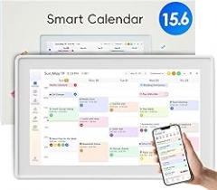 Digital Calendar, 15.6-Inch Digital Wall Planner & Chore Chart, Smart Online Touchscreen Family Organizer for Schedules, Electronic Calendar Planner Family Photo Display, Wall & Desk Mountable (White)