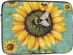 Bee & Sunflowers Printed Laptop Bag for Men Women Shockproof Laptop Sleeve for Travel Office School