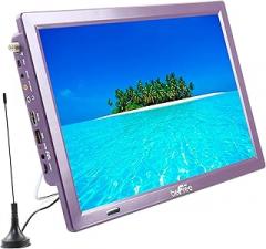 beFree Sound Portable Rechargeable 14 Inch LED TV with HDMI, SD/MMC, USB, VGA, AV in/Out and Built-in Digital Tuner in Purple
