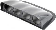 Universal 4 Hole Gauge Mount Holder, Quadruple Dash Meter Pod, Carbon Fiber Style, for Auto Truck Boat Motorcycle, Holds 2in Gauges