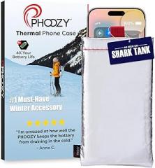 PHOOZY Apollo Thermal Phone Case | Insulated Phone Pouch Extends Battery Life 3X in Freezing Weather | Cold Resistant Drop Protection | Military Grade Water Resistant | Medium | Silver