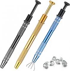 3Pcs Piercing Ball Grabber Tool, 4 Claw Jeweler's Pick Up Tool, Mabor Piercing Ball Gripper Stainless Steel Pearl Grabber Pick Up Tool for IC Chip Electronic Components Small Parts