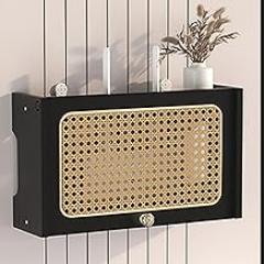 Wall Mount WiFi Router Shelf, Storage Box for Media & Electronics, Cable Management Cabinet, Black 40cm/15.7in - Organize & Conceal Devices, Perfect for Home Use