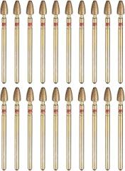 HARFINGTON 20pcs 200-230 Grits Diamond Grinding Bit 4mm Bullet-Head 2.35mm Shank 7mm Length Titanium Plated Stone Sanding Drill Bits Rotary Tool for Nails Grinding Polishing