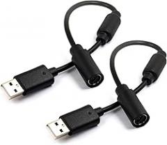 2pcs USB Breakaway Cord for Xbox 360 & Slim Wired Controller, Dongle Adapter Extension Cable Replacement (2pcs (Black))