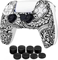 TNP Controller Case for PS5 Silicone Controller Skin for Dualsense Cover + 8 Pro Thumb Grips Set Sony PlayStation 5 Skins Accessories Tribal with Ergonomic Textured Grip