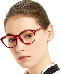 MARE AZZURO Filter Blue Light Reading Glasses Women Stylish Round Filter UV400 Computer Readers 0 100 150 200 250 300 350 400 (Red, 2.50)
