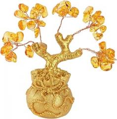 STOBAZA Lucky Tree for Home Mini Fortune Tree Decor Citrine Bonsai Tabletop Decor Feng Shui Wealth