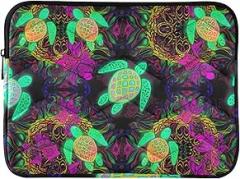 Computer Sleeve Bag Portable Electronic Device Cover Colorful Neon Sea Turtles Black Shockproof Protective Notebook Case