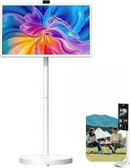 Portable Smart Tv, Mobile Tv Tablet, with Wheels, 360° Rotation, 1080P, Multi-Angle Adjustment, Suitable for Bedrooms and Kitchens 21.5in8+128G