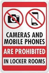 Locker Room Cameras & Mobile Phones Prohibited Tin Sign 8