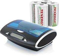 Tenergy Centura High Capacity Batteries D Size Rechargeable Batteries, Precharged 4 D Size Batteries, Ideal Household Electronics with Long Run Time