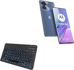 BoxWave Keyboard Compatible with Motorola Edge 40 - SlimKeys Bluetooth Keyboard - with Backlight, Portable Slim LED 7 Colors - Jet Black