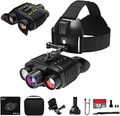 Head-Mounted Night Vision Binoculars for Adults - 4K Infrared Goggles, 8X Digital Zoom, Electronic Compass, Backlight Button - Perfect for Camping and Outdoor Adventures