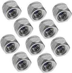 Healifty Set of 100 Lock Nuts Nuts in 304 Stainless Steel Nylon for Machinery Electronics and Automotive