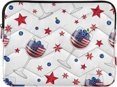 Laptop Soft Case Portable Electronic Device Cover Wine American Flags Protective Case with Zipper Medium