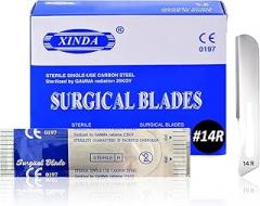 Scalpel Blade #14R - Sterile Dermaplane Blade for Face, Dermaplaning for Women & Men, Stainless Steel, Beauty Tools for Estheticians - Individually Wrapped, Box of 100