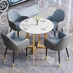 Reception Table and Chairs for 4, Office Reception Room Club Table and Chair Set, Coffee Kitchen Dining Table Set, Small Conference Room Tables and Chair Set(Blue+Gray,80cm/31.4in)