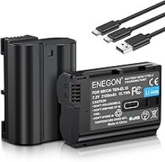 ENEGON EN-EL15C USB C Direct Charging Replacement Batteries 2100mAh (2-Pack) with 2 in 1 USB-C Charging Cable for Nikon D7000，D7100, D7200, D7500, D750, D850, D810, D800, D600, Z5, Z6, Z7