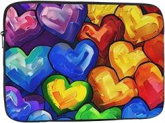 Gay Pride Hearts Black 10 Inch Laptop Case for Men Women Shockproof Travel Office School Bag
