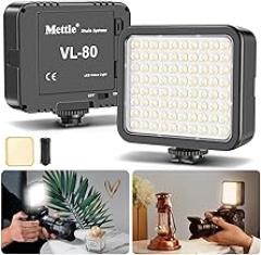 Mettlelite VL80 LED Video Light Kit Portable Continuous on Camera Photography Lighting Ultra Bright with Mini Tripod & Color Filters for Streaming Video Conferencing Gaming TikTok Vlogging