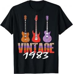 Guitar birthday 1983 birthday Electronic Guitar Retro 41st electric guitar T-Shirt