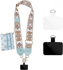 Phone Strap With Zippered Pouch, Clip and Go Wallet Crossbody, Multifunction Lanyard, Adjustable Blue
