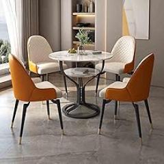 Office Reception Room Club Table and Chair Set, Small Round Table Reception Table and Chair Set, Business Conference Room Coffee Table, Suitable for Lounge(Orange)