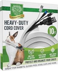 Small Pet Select Heavy Duty Cord Cover - White, 10ft - Ultra Durable Electrical Cable and Wire Protector for Rabbits, Dogs, Cats and Other Pets - Cord Management and Animal Protection